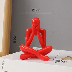Nordic Light Luxury Abstract Figure Decorative Sitting Statue Ornament (Red D)