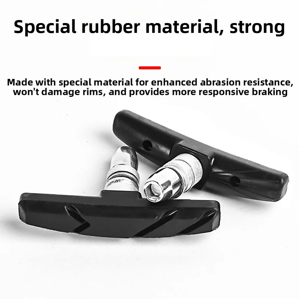 2쌍 자전거 브레이크 패드 세트 MTB 산악 자전거 V 브레이크 블록 자전거 무..