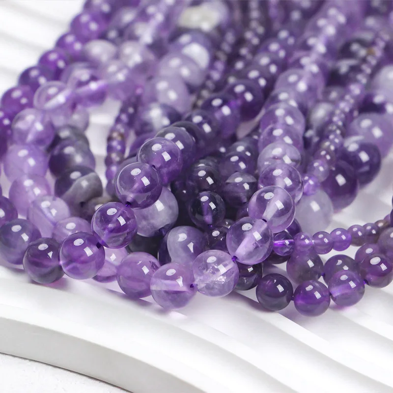 Amethysts Natural Stone Crystal Beads 6/8/10mm Round DIY Bracelet Necklace Accessroy Charms Jewelry Making Beaded