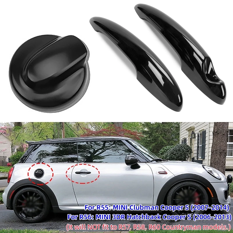 

3Pcs Car Door Handle Cover & Gas Tank Cap Cover For R55: MINI Clubman Cooper S/ For R56: MINI 3DR Hatchback Cooper S 06–13