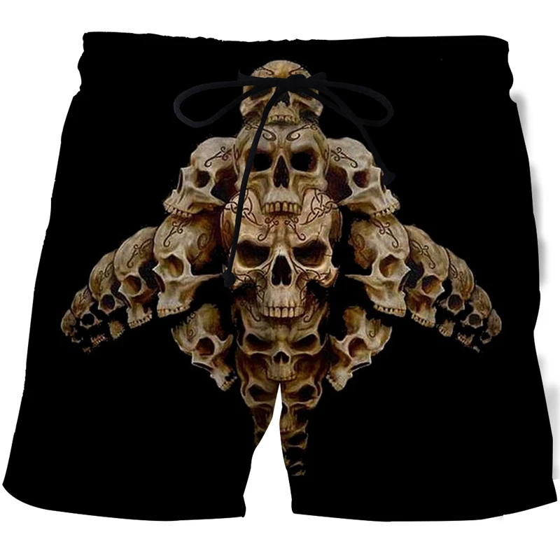 New Men's Skull 3D Print Beach Shorts Graphic Men's Casual Sports Shorts Summer Surfing Shorts Comfortable Shorts Hip Hop Pants 5