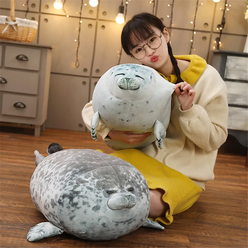 New Angry Blob Seal Pillow Chubby 3d Novelty Sea Lion Doll Plush Stuffed Toy Baby Sleeping Throw Pillow Gifts For Kids Girls