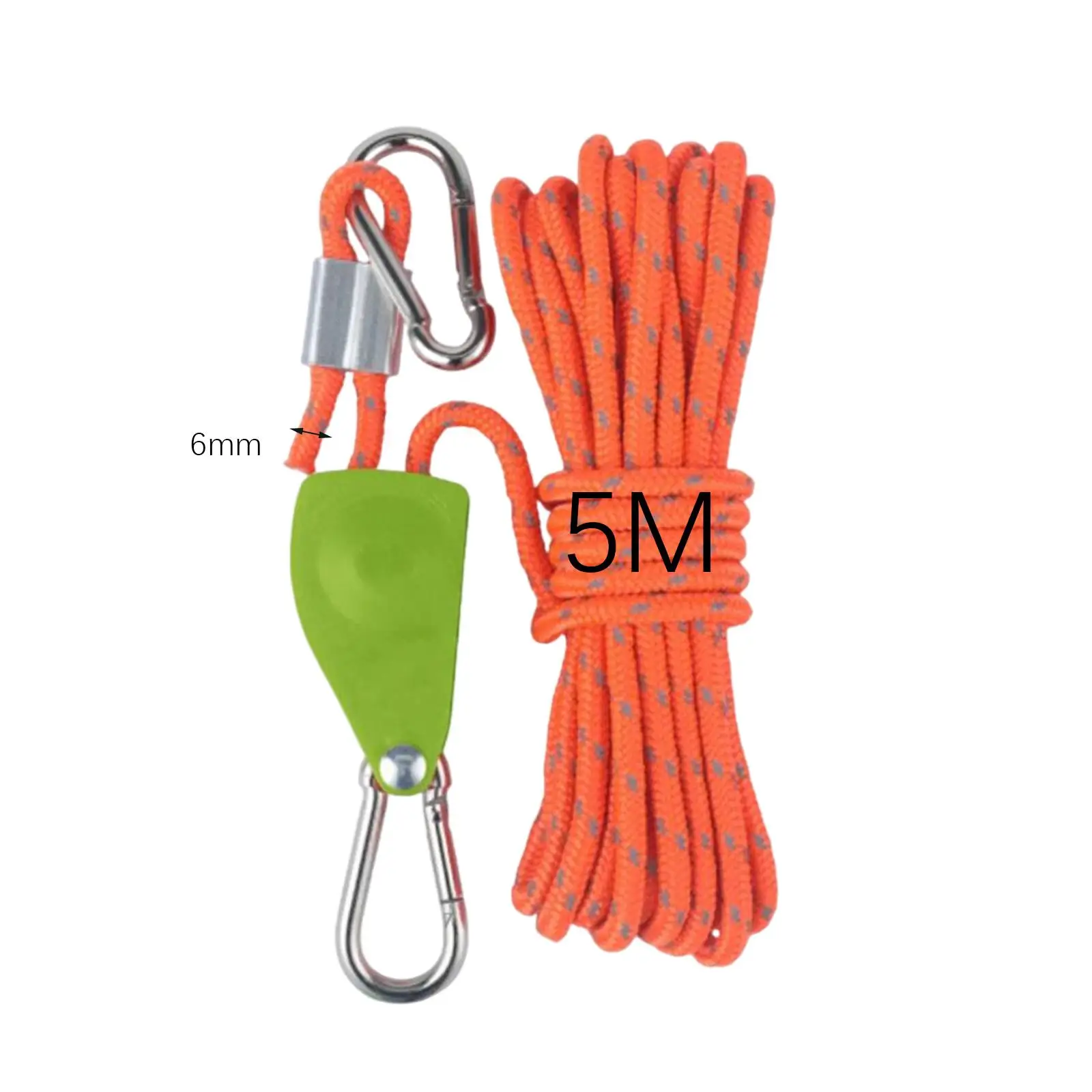 Outdoor Camping Tent Rope w/ Ratchet Pulley Tent Guy Ropes Kayak Camping Rope Cord Guy Lines Adjuster for Tarp Canopy Shelter