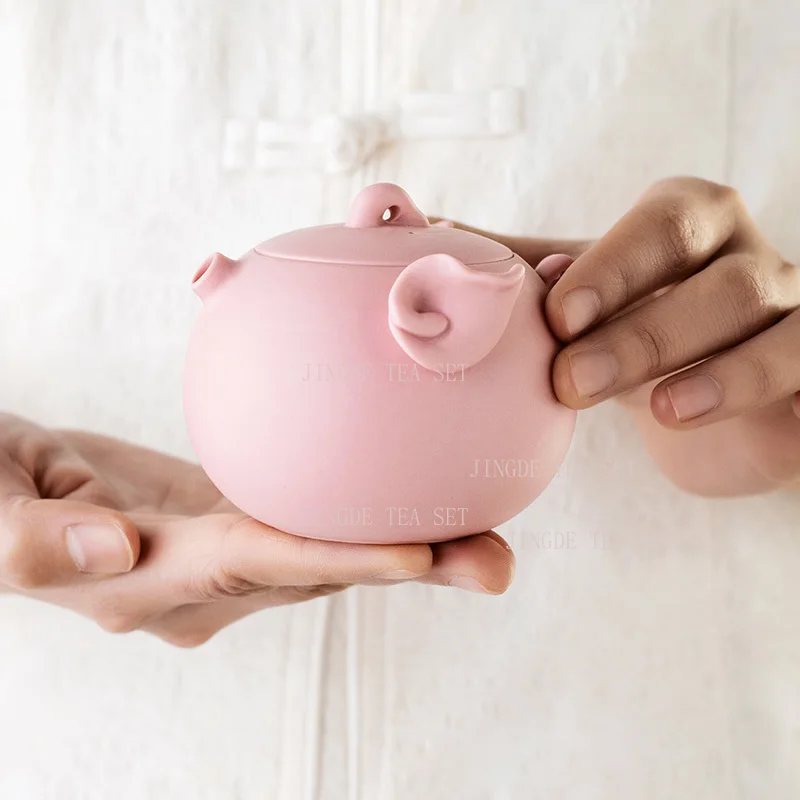 175ml raw ore powder segment clay purple clay teapot for household high-end handmade anti scalding kung fu tea set