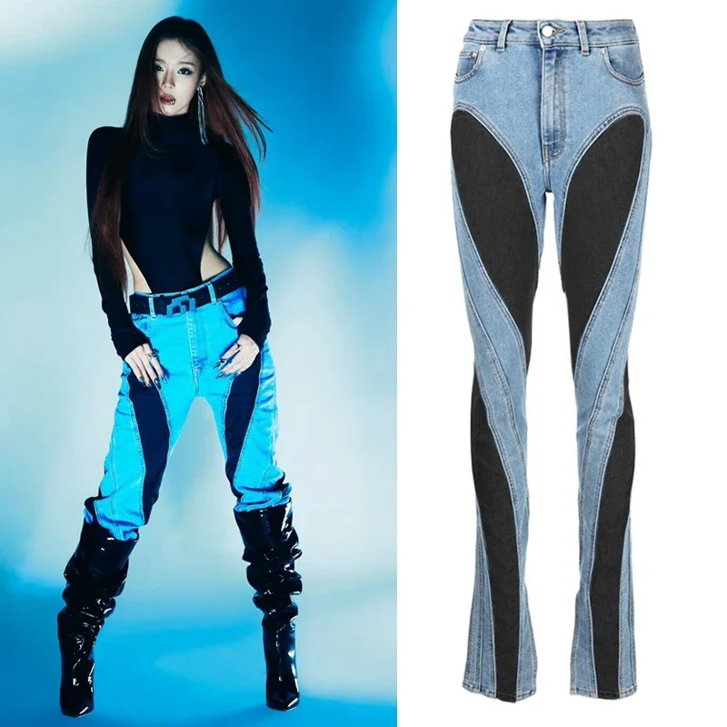 Female Singer Jazz Dance Costume Hip Hop Dance Jeans Jazz Dance Pants Nightclub Dj Ds Gogo Cotume Stage Rave Clothes DWY9640