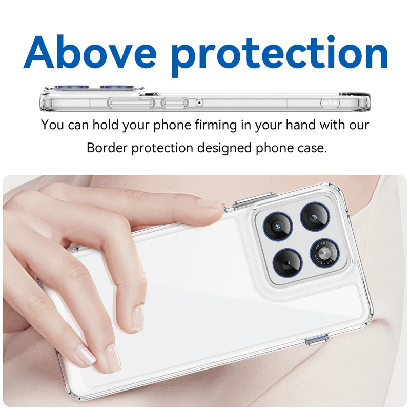 Clear Protective Case with Hard Back & Colorful Soft Edges