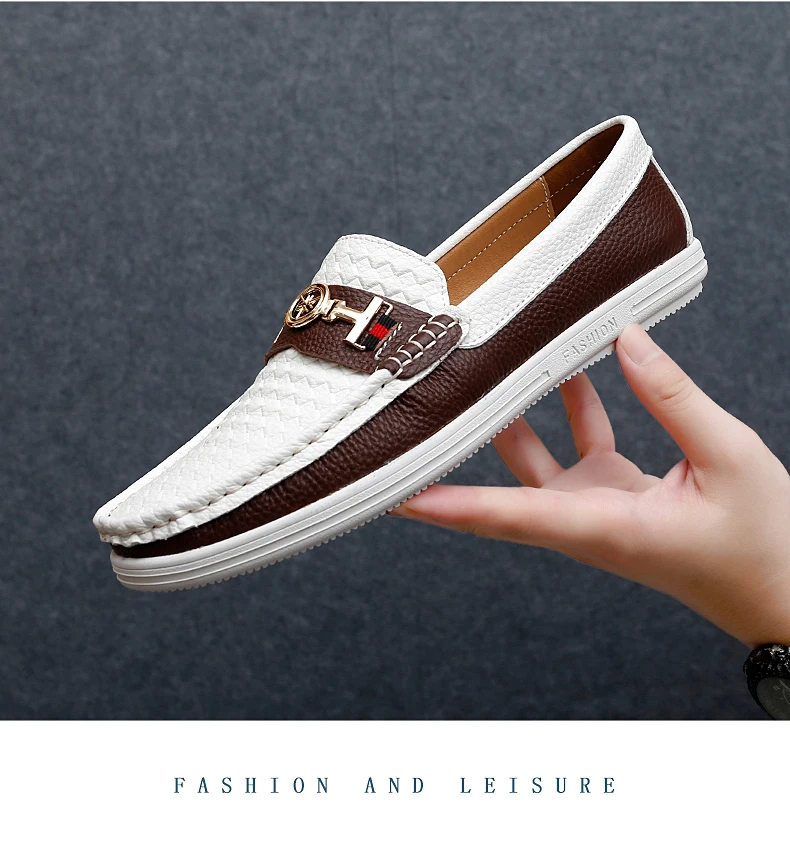 Herren-Freizeitschuhe aus Leder, luxuriöses Design, leichte Herren-Loafer, Mokassins, atmungsaktiv, rutschfest, Fahrschuhe, Übergröße 38–47 – Detail 16