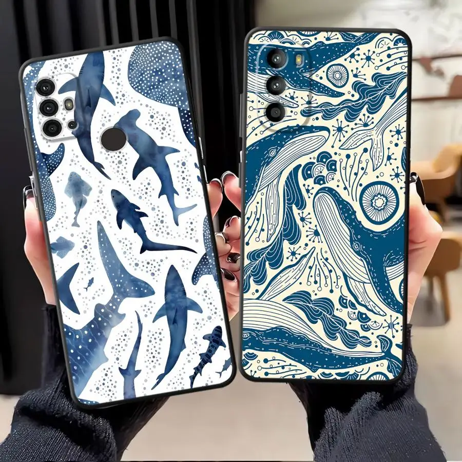 Ocean Shark Whale Design Phone Cover - Vibrant Aquatic-Themed Protective Case