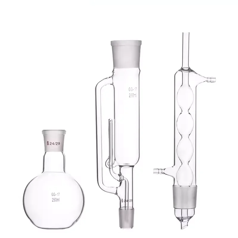 150ml/250ml/500ml 실험실 유리 Soxhlet 추출기 콘덴서 및 코일/구근이 있는 추출기 본체, 실험실 유리 제품 키트