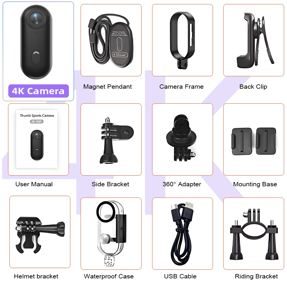 كاميرا رياضية للجسم UHD 4K 1080P يمكن ارتداؤها، كا...