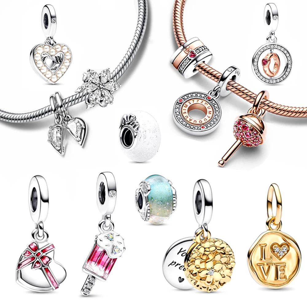 925 Silver Splittable Mother & Daughter Dangle Charm Fit Pandora Charms