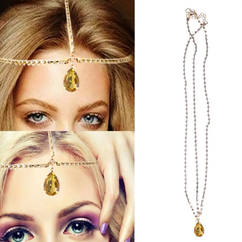 Women Fashion Metal for Rhinestone for Head Chain Jewelry Headband Head Piec