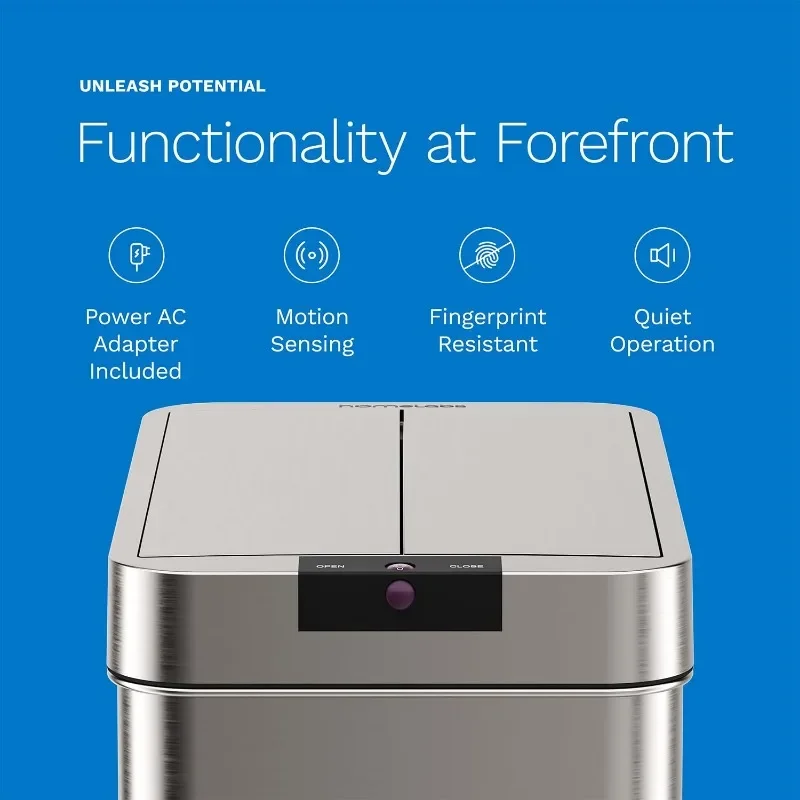hOmeLabs Automatic Trash Can for Kitchen-Stainless Steel Garbage Can with No Touch Motion Sensor Butterfly Lid