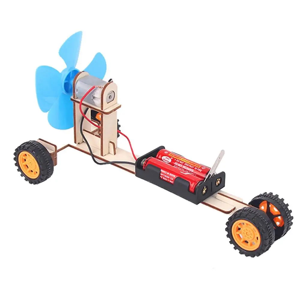 Novelty DIY Wind Power Car Vehicle Kid Toy Assemble Car Model Educational 