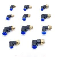 20/50/100PCS Pneumatic Air Connector PL 4mm 6 8 10 12mm Thread 1/8 1/4" 3/8" 1/2" Trachea Elbow Air Fittings Hose Quick Conector 1