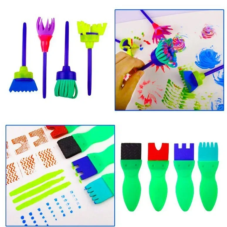 Painting Sponge Brush Set Children Drawing Toys EVA Stamp Art Rubbings Graffiti Roller Tools Early Education DIY Puzzle Toy 3