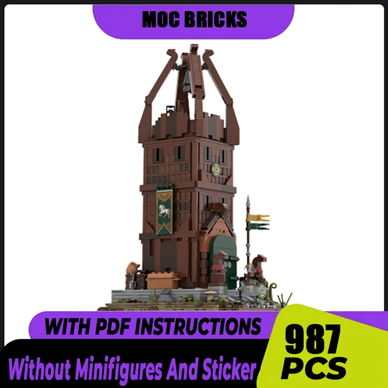 

Волшебные кольца из фильма Moc, строительные блоки, модель башни Рохан, технологические кирпичи «сделай сам», средневековые времена, игрушки замка