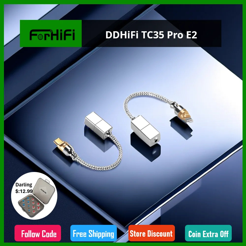 

DD ddHiFi TC35 Pro 2nd Gen Eye2 (E2), USB-C / Light-ning to 3.5mm DAC Dongle, CS43131/ES9603Q Chips, 32bit/384kHz PCM Native256
