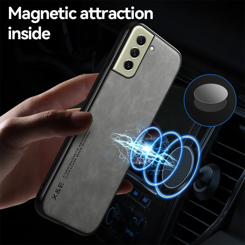 Luxury Lambskin Leather Magnetic Case For Samsung Galaxy S21 FE 5G Silicone Shockproof Cover On Sumsung S 21 FE S21FE S21 Faith 3