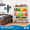 Wire Shelving, 2000 Lbs Heavy Duty 60x24x72 Inch Shelving Metal Shelves with 4" Wheels, 4-Tier NSF Steel Wire Storage Shelf 2