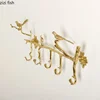 Brass Key Hook Bird Towel Rack Clothes Hat Hooks Hangers 5 Hooks Decorative Hook Towel Bar Hanger Wall-mounted Storage Rack 2