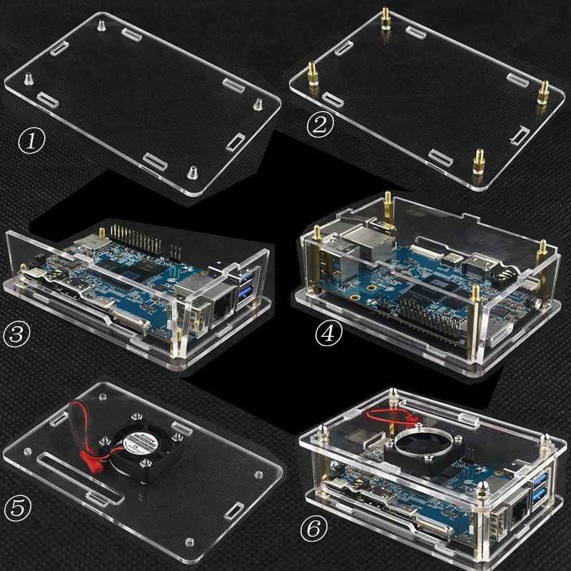 Orange Pi 5 Case Acrylic Enclouse Clear Box Protection Shell Cover Optional Heatsink Cooling Fan for Orange Pi 5 8GB 4GB 16GB