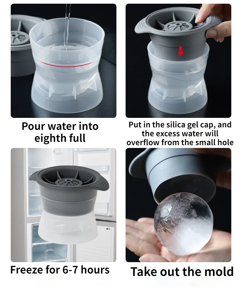 Description Picture 2 of itemNew 6cm Round Ball Ice Cube Mold DIY Ice Cream Maker Plastic Ice Mould Whiskey Ice Tray for Bar Tool Kitchen Gadget Accessories