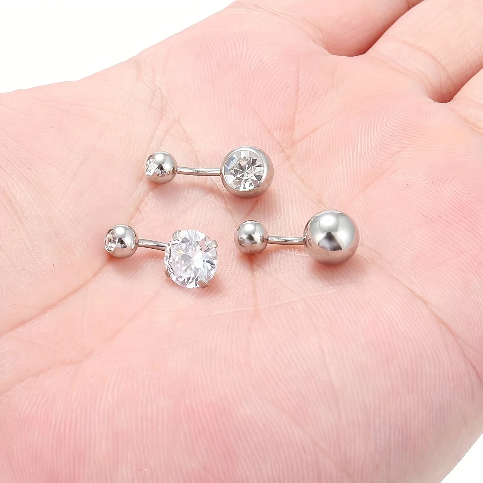 5pcs Short Belly Button Rings, 6mm Bar Length Stainless Steel 14G