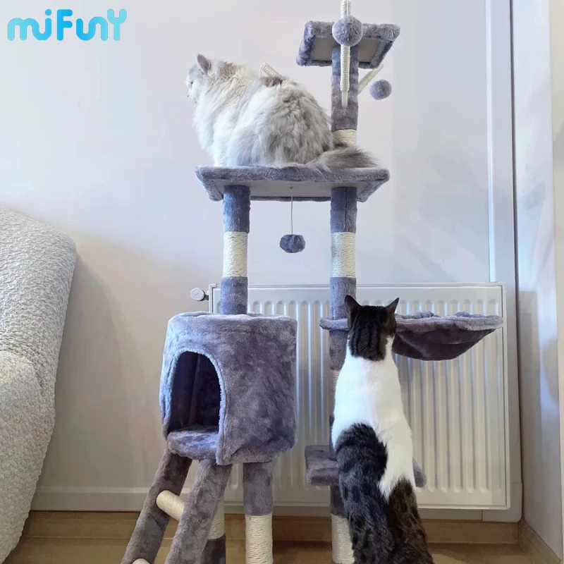 

MiFuny Scratching Post Cat Climbing Tree Large Cat Tower Tree with Ladder Sisal Hemp Scratcher for Cats Pet Toys Cat Furniture