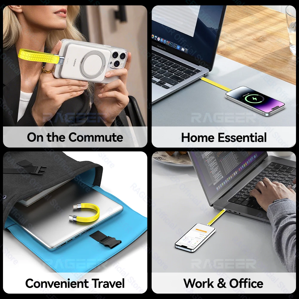 RAGEER 240W 40Gbps USB4 숏 USB C to USB C 케이블 고속 충전 타입-C to USB C 데이터 전송 8K 데이터 충전 연장 케이블