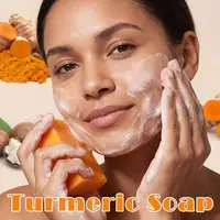 Savon en barre au citron, curcuma et acide kojique, savon au curcuma pour éclaircir et unifier le teint, enrichi en vitamine E, savon doux au citron pour le nettoyage du visage et du corps 2