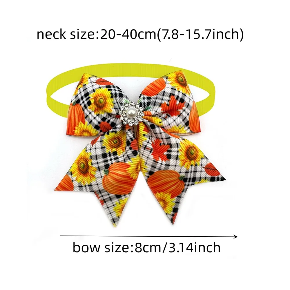 50PCS Thanksgiving Dog Bow Ties – Adjustable Fall Pet Accessories 2