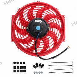 12 Inch 12V 80W Red Universal Slim Reversible Electric Radiator Cooling AUTO FAN Push With mounting kit Type