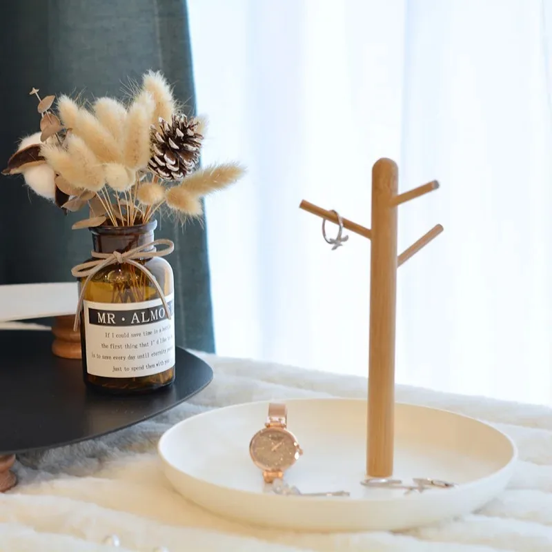 New Nordic Bamboo Tree Branch Storage Tray Living Room Desktop Key Hanger Jewelry Display Frame 3