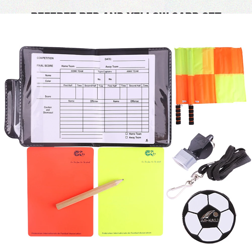 Referee Essentials Set: Whistle, Scorebook, Pencil, Red & Yellow Warning Cards