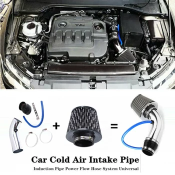 Chrome 3″ High Flow Cold Air Intake Filter Induction Kit For Honda Civic CR-V Aluminum With Cone Air Filter Inlet Accessories