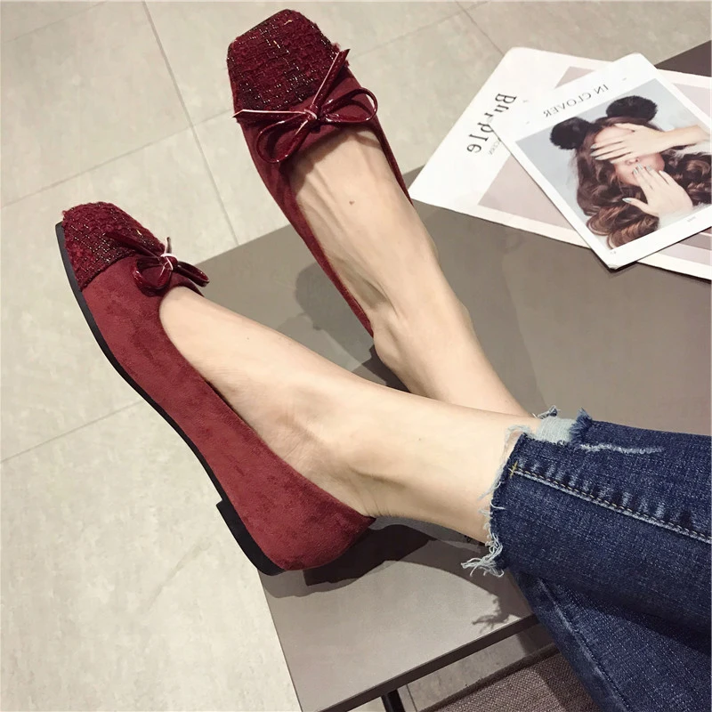 Flat Shoes for Women Spring Autumn New Korean Version Square Toe Flat Heels Black Comfortable Soft Sole Large Size 44 45 46 3