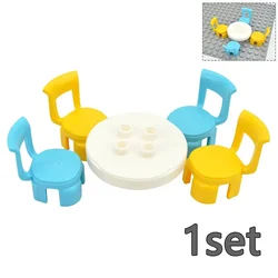 Large Particle Building Block Accessories: Furniture & Home Essentials Toy Set (Round Table Chair)