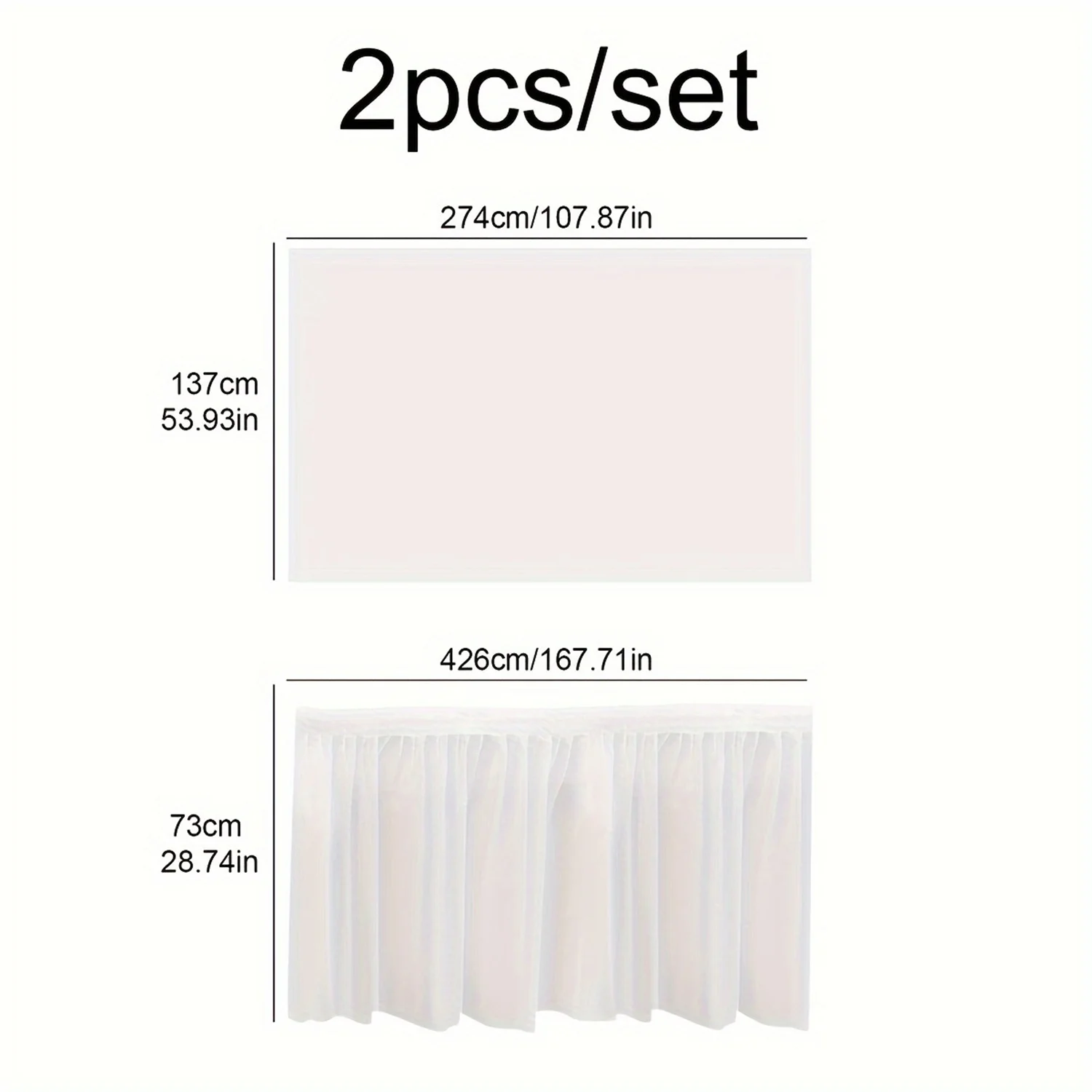 Disposable Tablecloth 2pcs Set Solid Color Cover Skirts Rectangular Paper With Long Skirting For Party