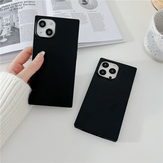 13 Pro Square Case for iPhone 12 Pro Max 11 14 Luxury Chic Matte Black Soft  Silicone Phone Back Cover 13 Pro Max 14 Plus Cases - AliExpress