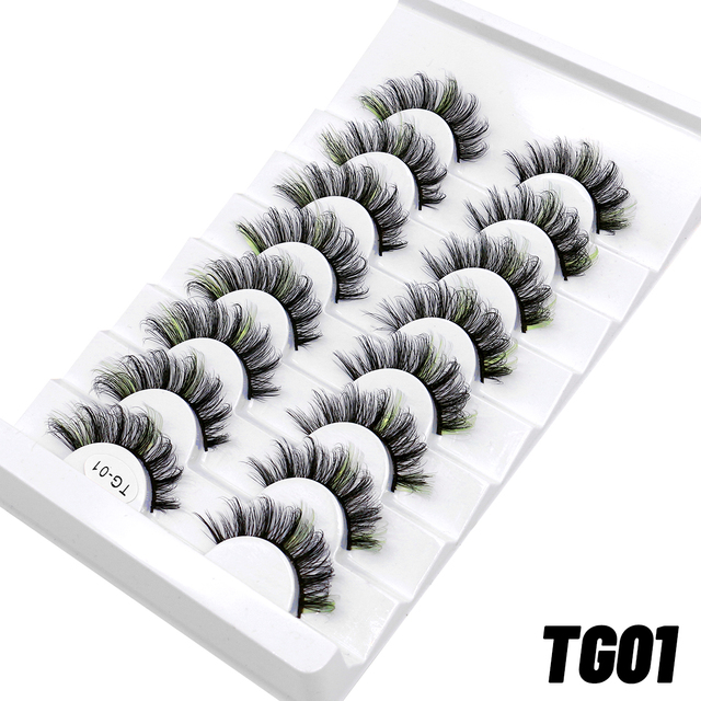 5/8pairs Colored Eyelashes Wispy Mink Lashes Natural Fluffy Cat Eye Lashes Strip 5D False Eyelashes Eyelash Extension