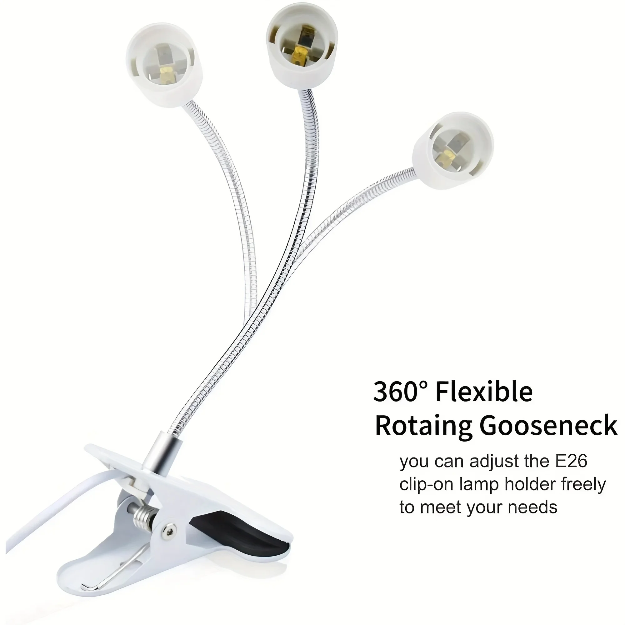 Description Picture 4 of itemDesk Lamp Holder with Us Plug - E27 Socket 360° Rotatable Metal Cable Management White Light Bulb Socket Adapter Hanging Lamp