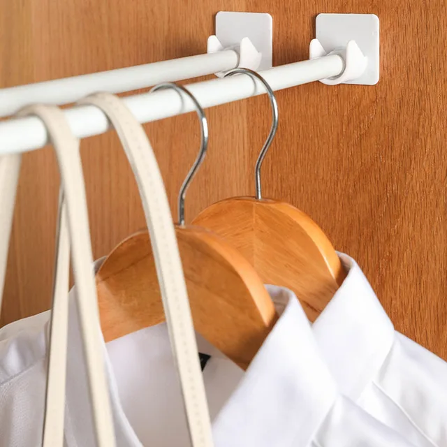 2Pcs Gyűrűs Horgos Lyuk Nélküli Erős Ragasztó Törülköző Rúd Fürdőfüggöny Rögzítő Tartókészlet Teleszkópos Függönyrúd Tartó - Image 4