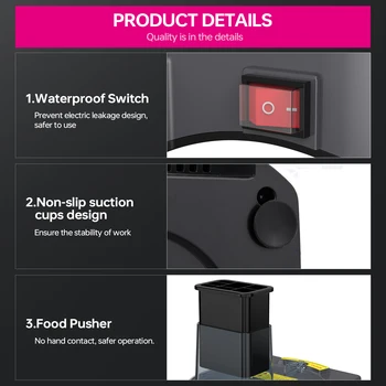 Lecon Chef 3 in 1 Electric Food Processor Vegetable Dicer Chopper Potato Cutter Onion Slicer with 3 Stainless Steel Blades 5