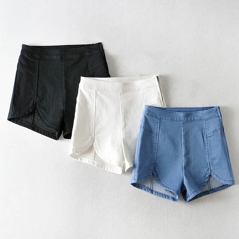 Korean Style Denim Shorts 2024 Summer High Waist Elastic Hip Bag Thin Slim Hot Shorts Summer Streetwear Jeans Offlice Lady 2024