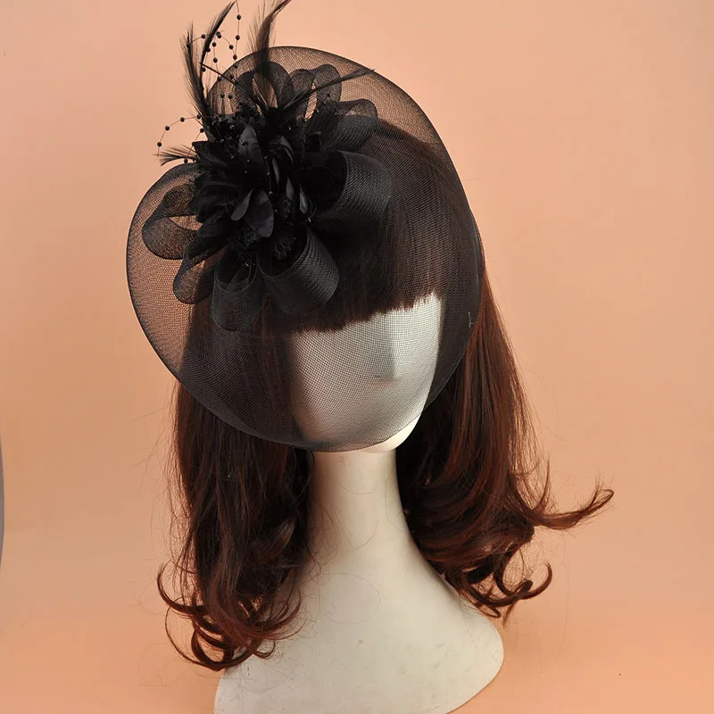 

Bridal Feather Hair Accessories Bridal Hat Headgear Hair Clips Dress Accessories Korea Japan Black White