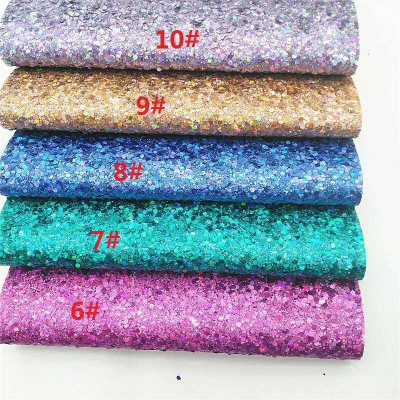 Iridescent Chunky Glitter Faux Leather Felt Backing Synthetic Leather Glitter Leather Sheets Making Bows DIY Accessories GM5209B