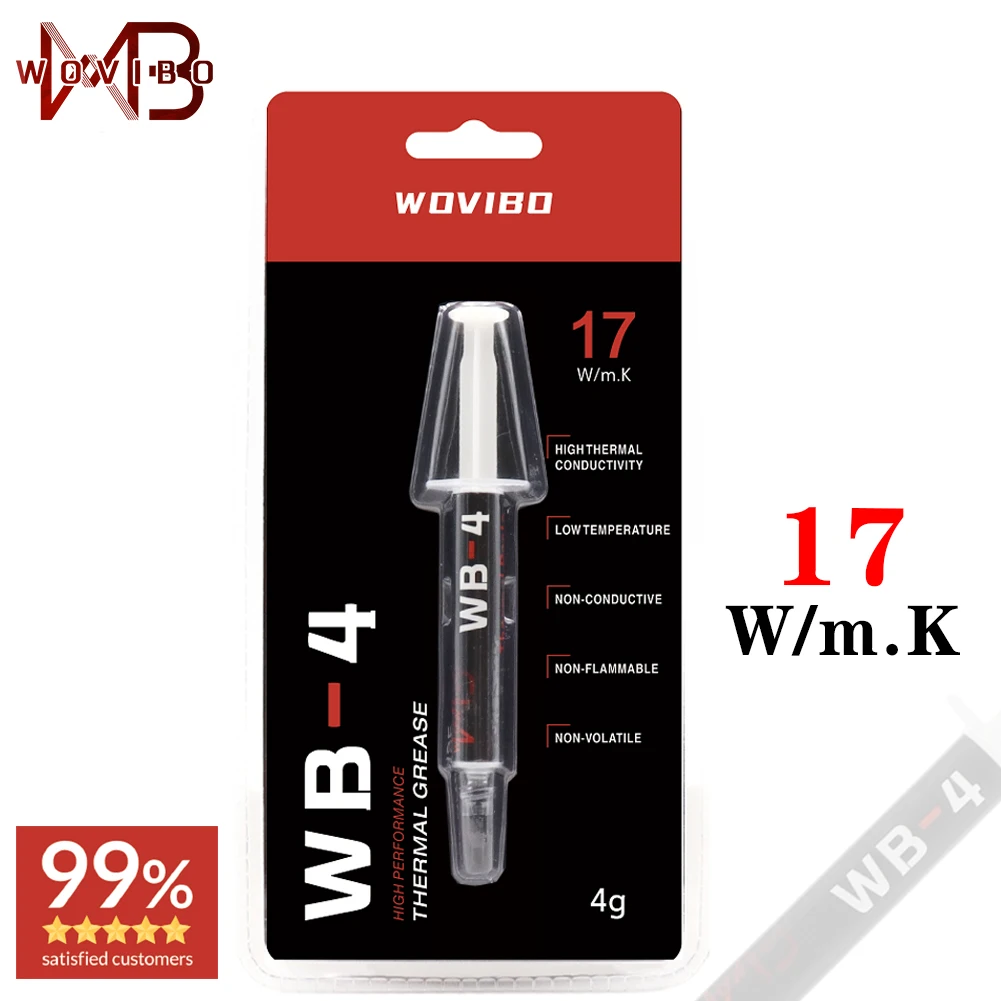 Wovibo-pasta de Graxa Térmica Composto de Silicone Wb4 wb 4g 2g 17 w M-k Cpu Impressora Gpu Dissipador de Calor Refrigeração Refrigerador
