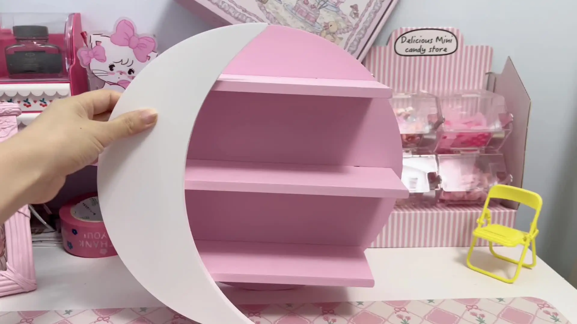 女の子のためのピンクのカワイイストレージラック,木製,かわいい