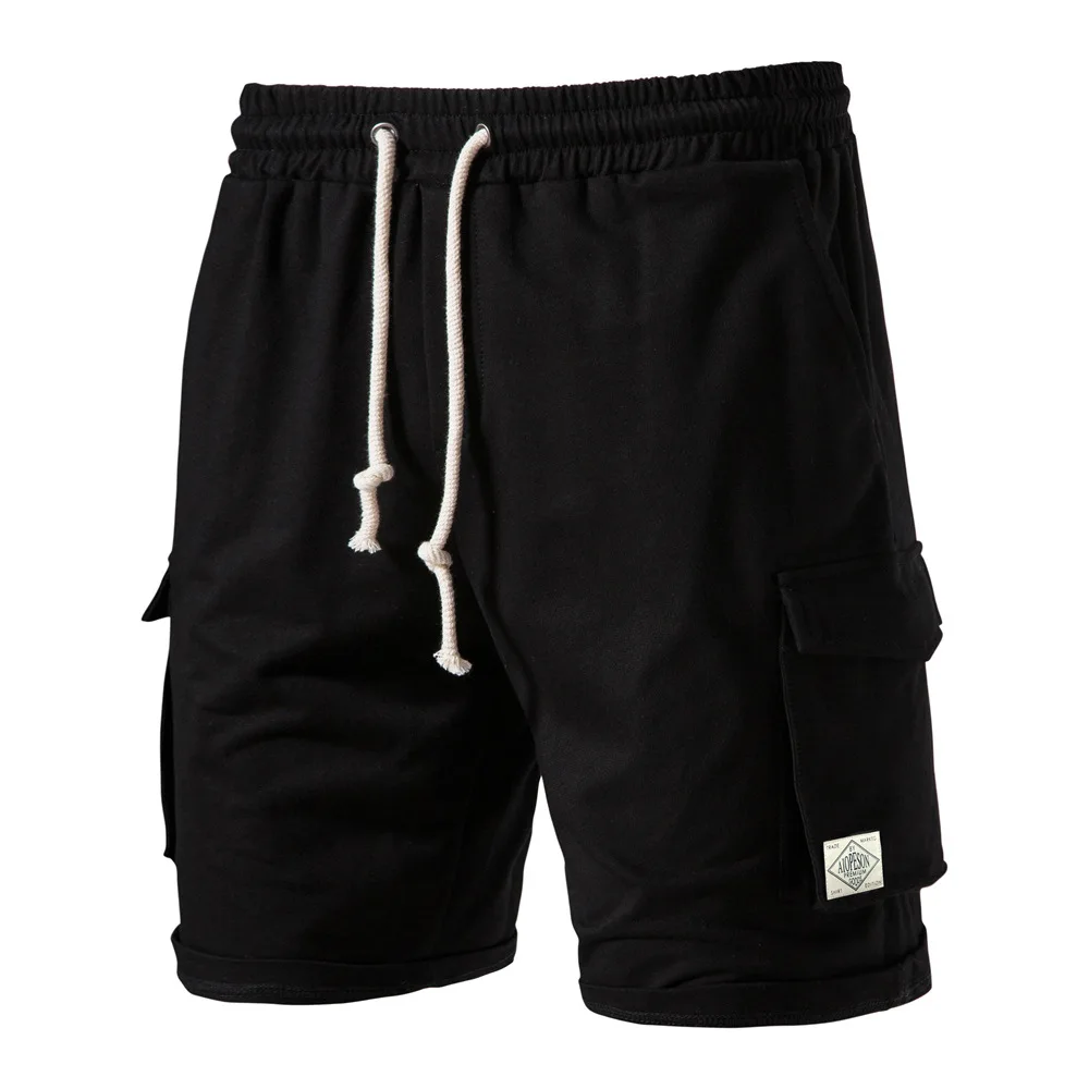 Men's Pocket Shorts 100% Cotton Casual Sports Shorts Men's Elastic Waist High Quality Sports Shorts Summer Fashion Men's Shorts